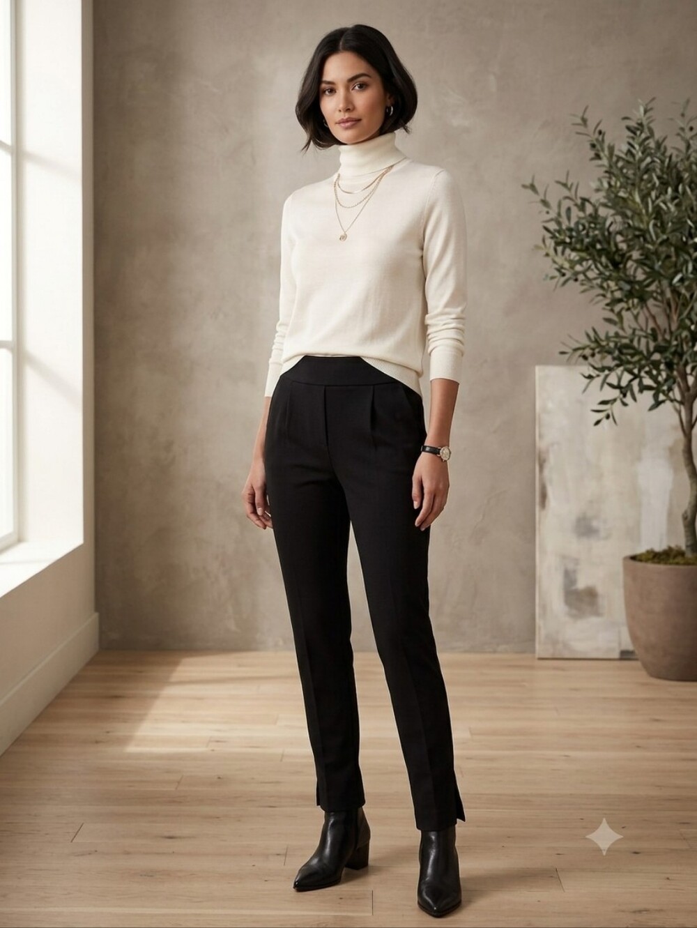 Tailored Black Ponte Straight-Leg Pants - Classic Workwear